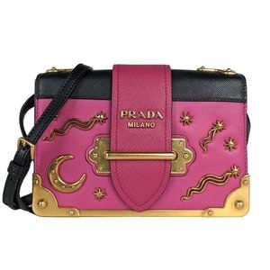 Prada Dark Pink Leather Astrology Small Cahier Crossbody Bag